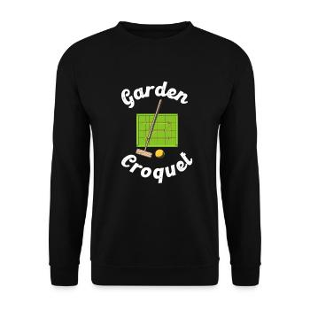 Garden Croquet Rasensport Croquetspieler Geschenk - Unisex Pullover - Schwarz - Vorne - Alina (178cm) & Michal (187cm)
