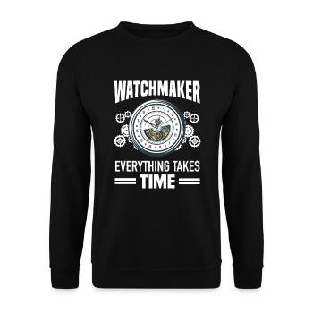 Uhrmacher Zeit Uhrliebhaber Uhren Sammler - Unisex Pullover - Schwarz - Vorne - Alina (178cm) & Michal (187cm)