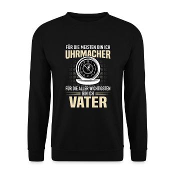 Uhrmacher Vater Geschenk Für Uhren Sammler Papa - Unisex Pullover - Schwarz - Vorne - Alina (178cm) & Michal (187cm)