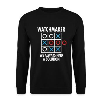 Uhrmacher Beruf Finden Lösungen Uhren Sammler - Unisex Pullover - Schwarz - Vorne - Alina (178cm) & Michal (187cm)
