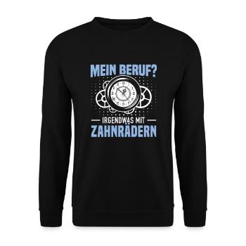 Uhrmacher Beruf Zahnräder Feinmechaniker Geschenk - Unisex Pullover - Schwarz - Vorne - Alina (178cm) & Michal (187cm)