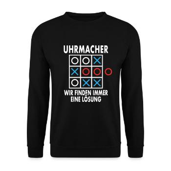 Uhrmacher Finde Immer Eine Lösung Uhren Shop Beruf - Unisex Pullover - Schwarz - Vorne - Alina (178cm) & Michal (187cm)