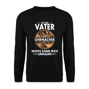 Vater Uhrmacher Zahnräder Uhren Sammler Geschenk - Unisex Pullover - Schwarz - Vorne - Alina (178cm) & Michal (187cm)