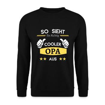 Großvater - so sieht ein richtig cooler Opa aus - Unisex Pullover - Schwarz - Vorne - Alina (178cm) & Michal (187cm)