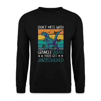 Gruncle Saurus Jurasskicked Oncle Grand-Oncle - Sweat-shirt Unisexe - noir - Devant - Alina (178cm) & Michal (187cm)