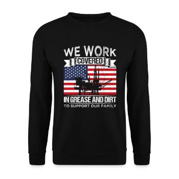 Oil Production Oil Workers USA Flag Gift - Unisex Sweatshirt - black - Front - Alina (178cm) & Michal (187cm)