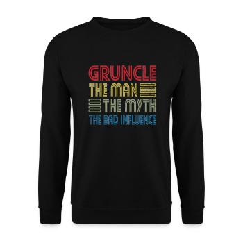 Gruncle L’homme Le mythe La mauvaise influence Oncle - Sweat-shirt Unisexe - noir - Devant - Alina (178cm) & Michal (187cm)