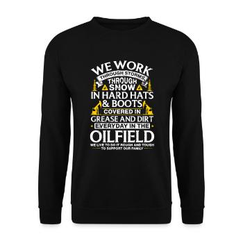 OilField Workers Oil Rig Oil Platform Oil Production - Unisex Sweatshirt - black - Front - Alina (178cm) & Michal (187cm)