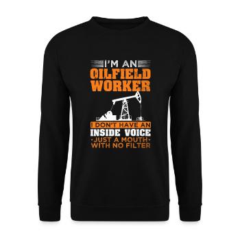 Oilfield worker mouth with no filter oil production - Unisex Sweatshirt - black - Front - Alina (178cm) & Michal (187cm)