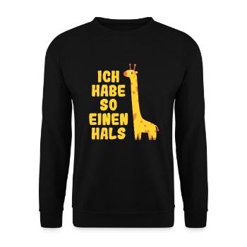 Ich Habe So Einen Hals Giraffen Tier Wortspiel - Unisex Pullover - Schwarz - Vorne - Alina (178cm) & Michal (187cm)