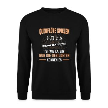 Querflöte Spielen Latein Gebildeten Können Es - Unisex Pullover - Schwarz - Vorne - Alina (178cm) & Michal (187cm)