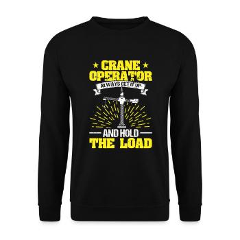 Kran Kranwagen Kranich Crane Operator Hold Load - Unisex Pullover - Schwarz - Vorne - Alina (178cm) & Michal (187cm)