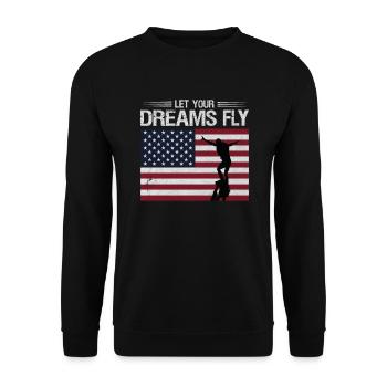 Flyboarding USA Flag Dreams Fly Water Board - Unisex Sweatshirt - black - Front - Alina (178cm) & Michal (187cm)