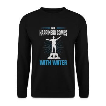 Mon bonheur vient avec l’hydrojet de flyboard d’eau - Sweat-shirt Unisexe - noir - Devant - Alina (178cm) & Michal (187cm)