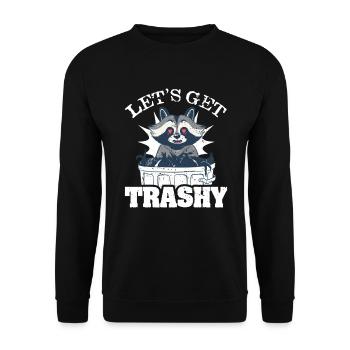 Let's Get Trashy Waschbär Liebt Mülltonne - Unisex Pullover - Schwarz - Vorne - Alina (178cm) & Michal (187cm)
