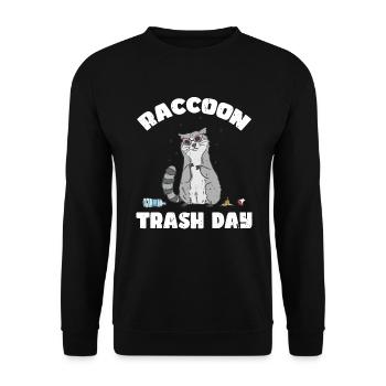 Raccoon Trash Day Lustiger Müll Sammler Panda - Unisex Pullover - Schwarz - Vorne - Alina (178cm) & Michal (187cm)
