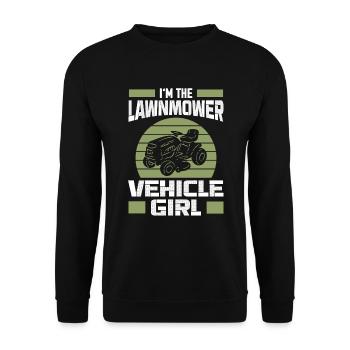 Tondeuse à gazon Tracteur Femme Rétro Jardinage - Sweat-shirt Unisexe - noir - Devant - Alina (178cm) & Michal (187cm)