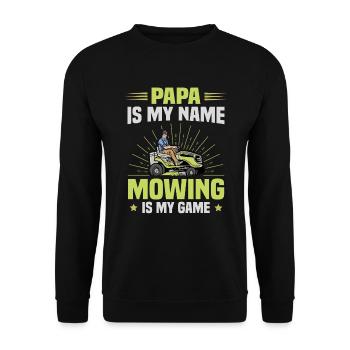 Tondeuse à gazon Tracteur Papa Nom Jeu de tonte - Sweat-shirt Unisexe - noir - Devant - Alina (178cm) & Michal (187cm)