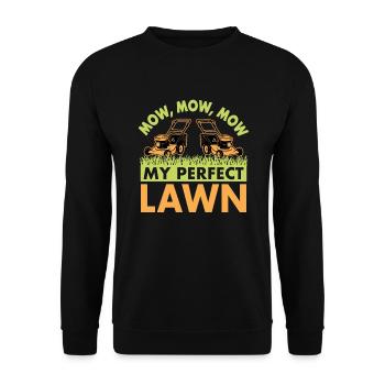 Mow My Perfect Lawn - Gartenpflege Rasen Pflege - Unisex Pullover - Schwarz - Vorne - Alina (178cm) & Michal (187cm)