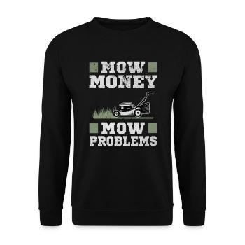 Tondre l’argent Tondeur Problèmes Tondeuse à gazon Jardinier - Sweat-shirt Unisexe - noir - Devant - Alina (178cm) & Michal (187cm)