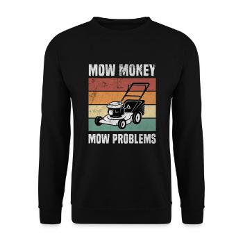 Vintage Rawen tondeuse Mow Money Mow Problèmes - Sweat-shirt Unisexe - noir - Devant - Alina (178cm) & Michal (187cm)