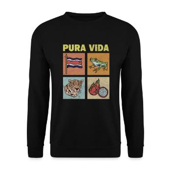 Pura Vida Costa Rica FlagTropical Frog - Sweat-shirt Unisexe - noir - Devant - Alina (178cm) & Michal (187cm)