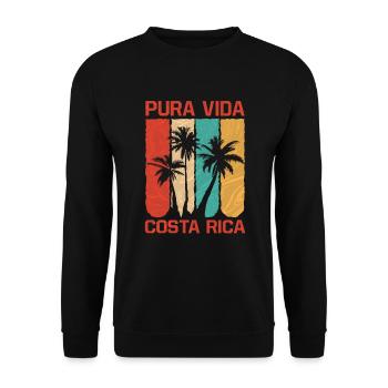 Pura Vida Costa Rica Vintage Souvenir de Voyage - Sweat-shirt Unisexe - noir - Devant - Alina (178cm) & Michal (187cm)