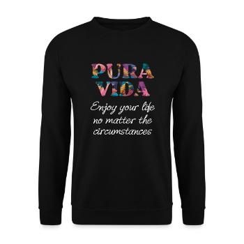 Pura Vida Coloré Costa Rica Dicton - Sweat-shirt Unisexe - noir - Devant - Alina (178cm) & Michal (187cm)