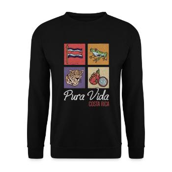 Pura Vida Costa Rica Tropical Frog & Leopard - Unisex Sweatshirt - black - Front - Alina (178cm) & Michal (187cm)