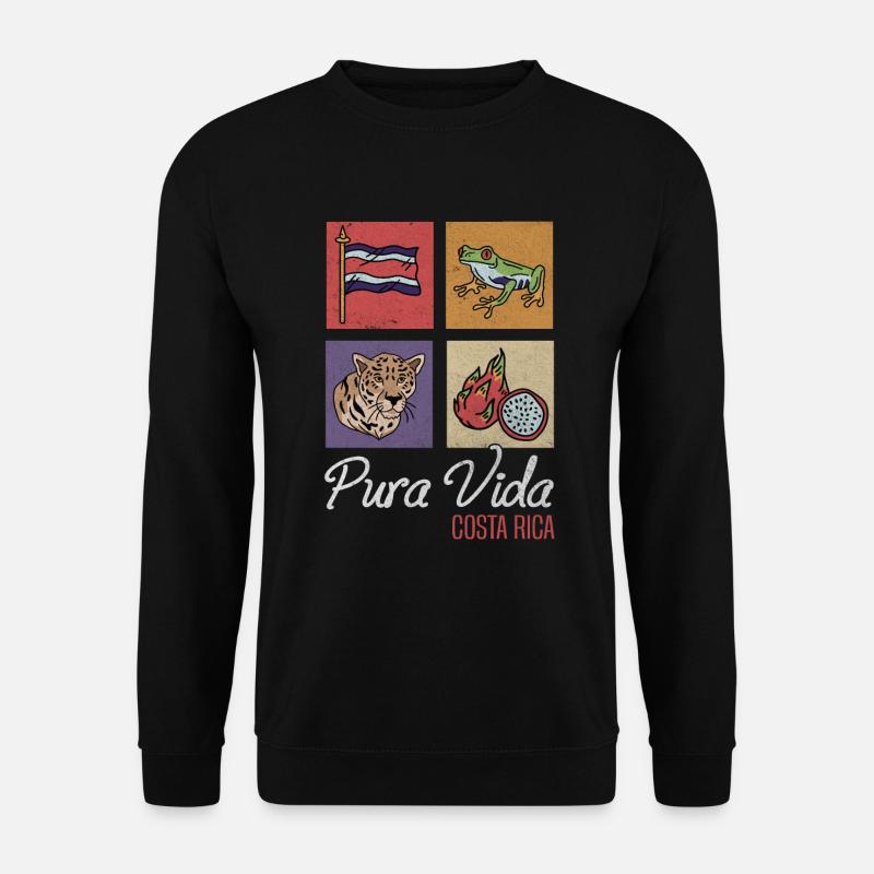 Pura Vida Costa Rica Tropischer Frosch & Leopard - Unisex Pullover - Schwarz