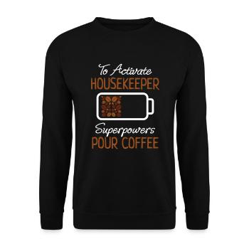Femme de ménage Amateur de café Nettoyage Cadeau de café - Sweat-shirt Unisexe - noir - Devant - Alina (178cm) & Michal (187cm)