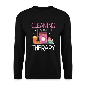 Cleaning My Therapy Cleaner Domestic Help - Unisex Sweatshirt - black - Front - Alina (178cm) & Michal (187cm)