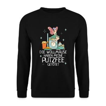 Wollmäuse Putzfee Getötet Putzfrau Reinigungskraft - Unisex Pullover - Schwarz - Vorne - Alina (178cm) & Michal (187cm)