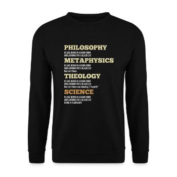 Philosophy Metaphysics Theology Science Black Cat - Unisex Sweatshirt - black - Front - Alina (178cm) & Michal (187cm)