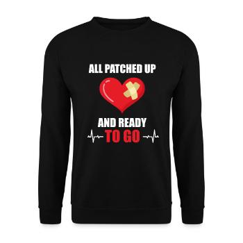 All Patched Up Ready To Go Heart Attack Heart Attack - Unisex Sweatshirt - black - Front - Alina (178cm) & Michal (187cm)