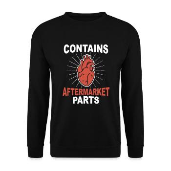Contains Aftermarket Parts Heart Surgery Gift - Unisex Sweatshirt - black - Front - Alina (178cm) & Michal (187cm)