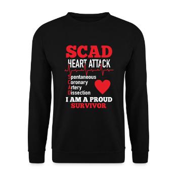 Scad Heart Attack Proud Survivor Heart Surgery - Unisex Sweatshirt - black - Front - Alina (178cm) & Michal (187cm)