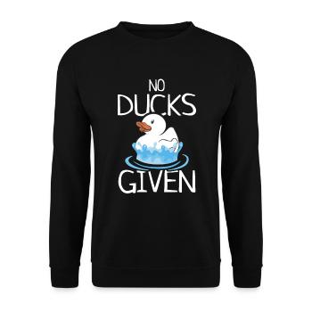No Ducks Given Gummienten Quietscheente Geschenk - Unisex Pullover - Schwarz - Vorne - Alina (178cm) & Michal (187cm)