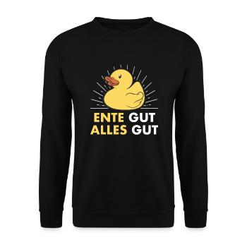 Ente Gut Alles Gut Quietscheenten Enten Wortspiel - Unisex Pullover - Schwarz - Vorne - Alina (178cm) & Michal (187cm)
