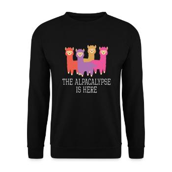 L’Alpacalypse est ici Drôle Alpaga Lama - Sweat-shirt Unisexe - noir - Devant - Alina (178cm) & Michal (187cm)