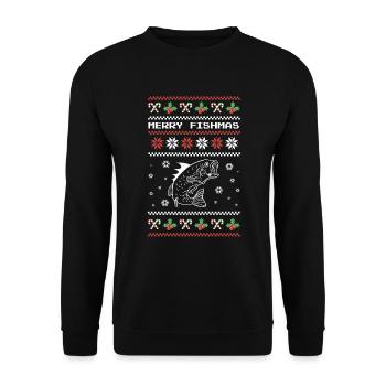 Merry Fishma’s Angler Perch Cadeau de Noël - Sweat-shirt Unisexe - noir - Devant - Alina (178cm) & Michal (187cm)