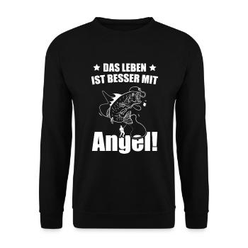 Leben Besser Mit Angel - Unisex Pullover - Schwarz - Vorne - Alina (178cm) & Michal (187cm)