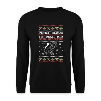 Petri Klaus Ich Angle Mir Mein Geschenk Angler - Unisex Pullover - Schwarz - Vorne - Alina (178cm) & Michal (187cm)
