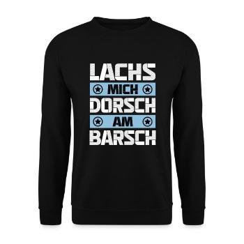 Lachs Mich Dorsch Am Barsch - Unisex Pullover - Schwarz - Vorne - Alina (178cm) & Michal (187cm)