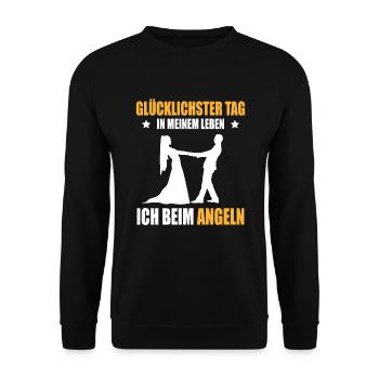 Angler Hochzeit Glücklichster Tag Ich Beim Angeln - Unisex Pullover - Schwarz - Vorne - Alina (178cm) & Michal (187cm)