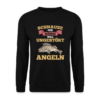 Angeln Rute König Männersport Geschenk - Unisex Pullover - Schwarz - Vorne - Alina (178cm) & Michal (187cm)