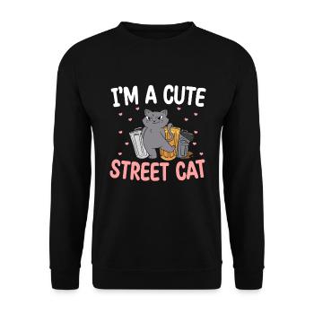 Mignon chat de rue Multon chatte chatte - Sweat-shirt Unisexe - noir - Devant - Alina (178cm) & Michal (187cm)