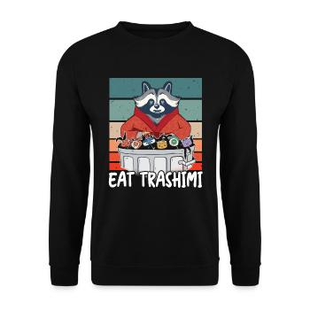 Raton laveur Sushi japonais Mangez Trashimi Jeu de mots - Sweat-shirt Unisexe - noir - Devant - Alina (178cm) & Michal (187cm)