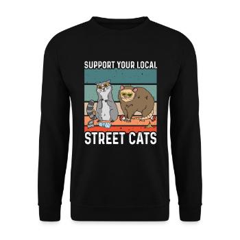 Soutenez votre cadeau de raton laveur local Street Cats - Sweat-shirt Unisexe - noir - Devant - Alina (178cm) & Michal (187cm)