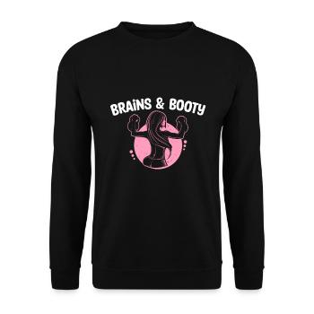 Kettlebell Women's Dumbbell Workout Brains & Booty - Unisex Sweatshirt - black - Front - Alina (178cm) & Michal (187cm)